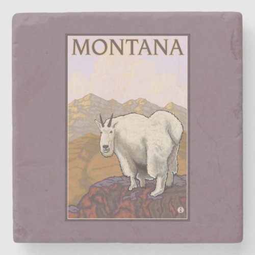 MontanaMountain Goat Vintage Travel Poster Stone Coaster