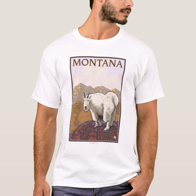 MontanaMountain Goat Vintage Travel Poster T-Shirt (Front)