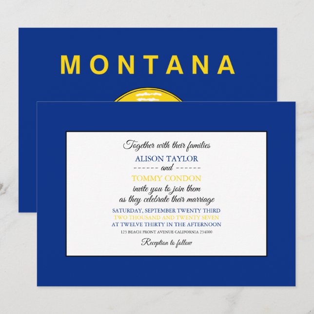 Montanan Flag, Flag of Montana Wedding Invitation (Front/Back)