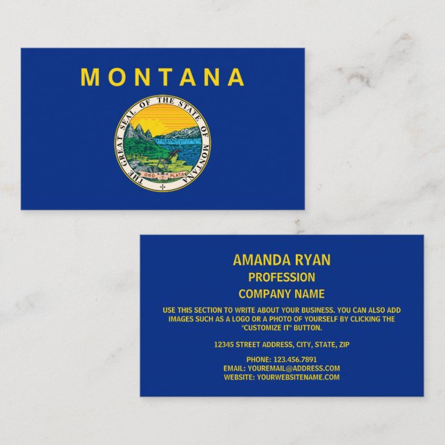Montanan Flag & Seal, Flag of Montana Business Card (Front/Back)