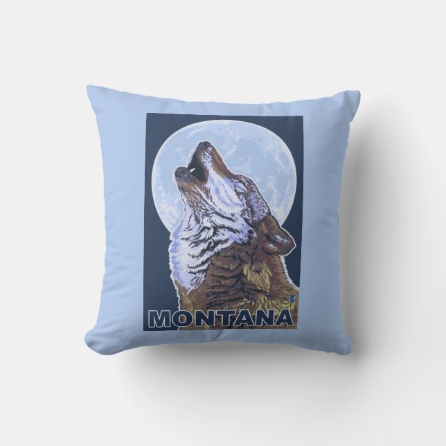 MontanaWolf Howling Throw Pillow (Front)