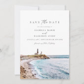 MONTAUK BEACH New York Skyline Save the Date Invitation (Front)