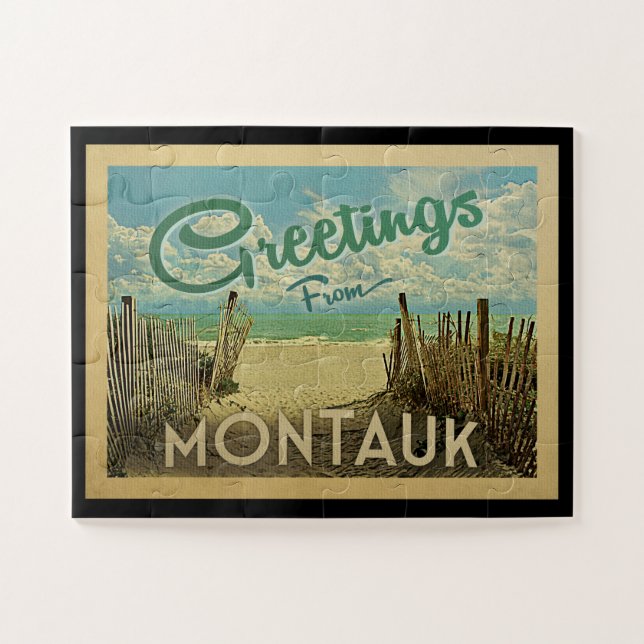 Montauk Beach Vintage Travel Jigsaw Puzzle (Horizontal)