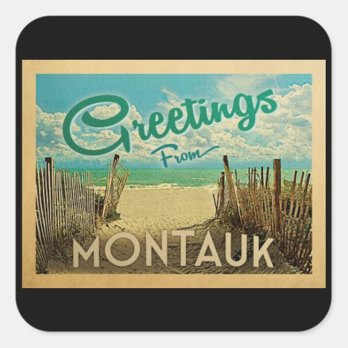 Montauk Beach Vintage Travel Square Sticker