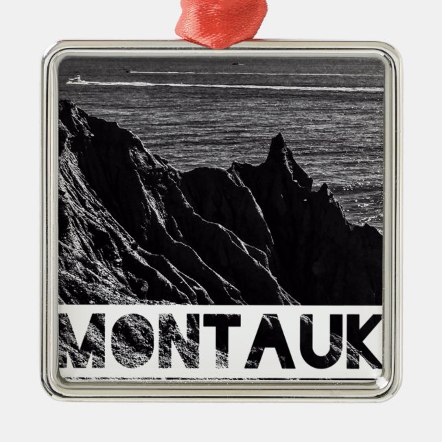 montauk graphic metal ornament (Front)