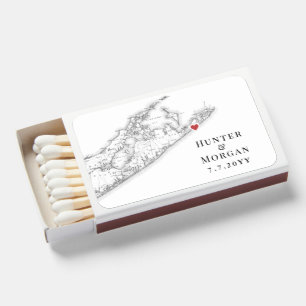 Montauk Hamptons NY Black White Elegant Wedding Matchboxes
