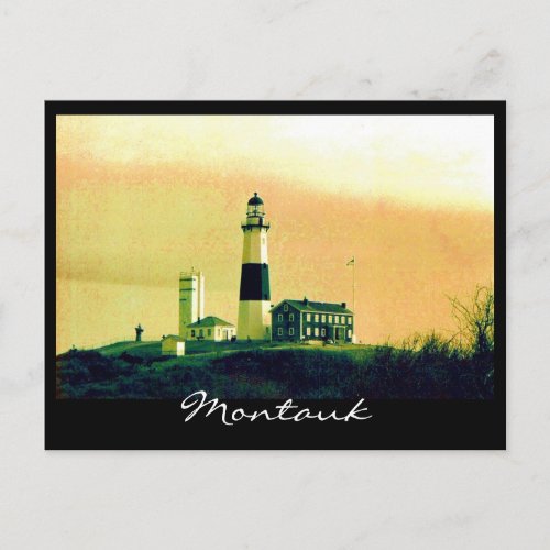 montauk light house postcard