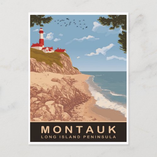 Montauk Long Island Vintage travel Postcard