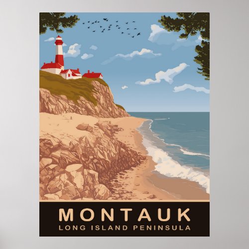 Montauk Long Island Vintage travel  Poster