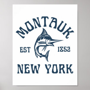 Montauk New York Fishing Marlin Travel Fish Beach Poster