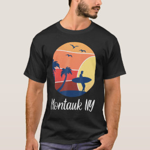 Montauk New York NY Surfing Surfer Vintage Sunset T-Shirt