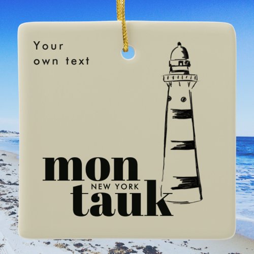 Montauk New York scribbled lighthouse  Ceramic Ornament