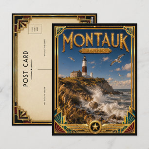 Montauk New York Vintage Art Deco Golden Age Postcard