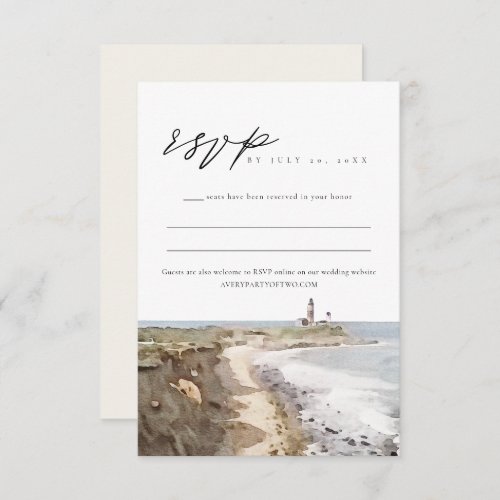 MONTAUK New York Watercolor Coastline RSVP Card