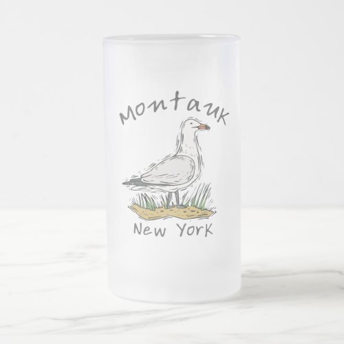 Montauk NY Frosted Glass Beer Mug