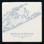 Montauk NY Hamptons Destination Wedding Favor Stone Coaster<br><div class="desc">These elegant Long Island map stone coasters are the perfect gift for newlyweds who love Montauk, or as gifts for your wedding party or Hamptons destination wedding favors for your guests. Perfect for any wedding venue in the Hamptons including Gurney's Montauk, 360 East at Montauk Downs, The Vineyards at Aquebogue,...</div>