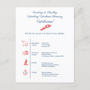 Montauk Ny Wedding Reception Itinerary Timeline Enclosure Card by labellarue at Zazzle