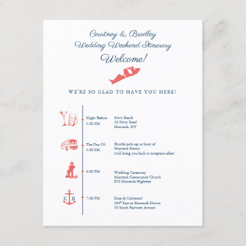 Montauk NY Wedding Reception Itinerary Timeline Enclosure Card