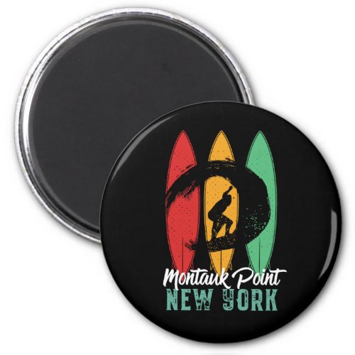 Montauk Point Beach New York Vintage Retro Surfing Magnet