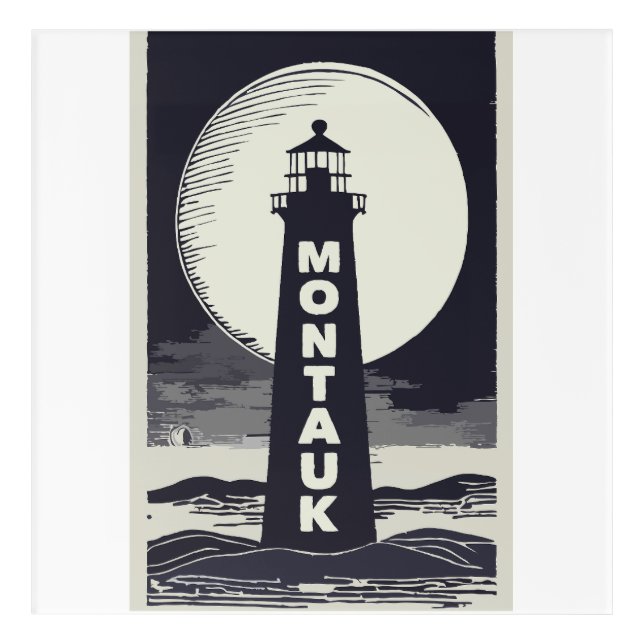 Montauk Point Lighthouse Moon Acrylic Print (Front)