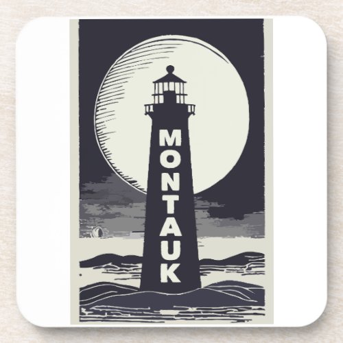Montauk Point Lighthouse Moon Beverage Coaster