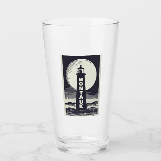 Montauk Point Lighthouse Moon Glass (Front)