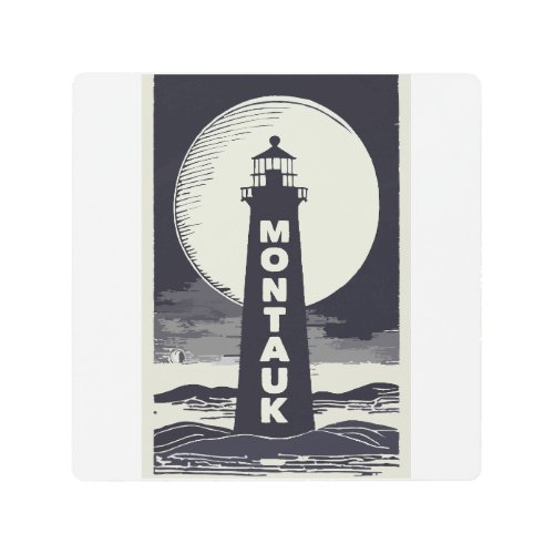 Montauk Point Lighthouse Moon Metal Print