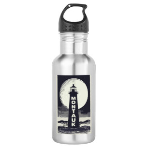 Montauk Point Lighthouse Moon Stainless Steel Water Bottle