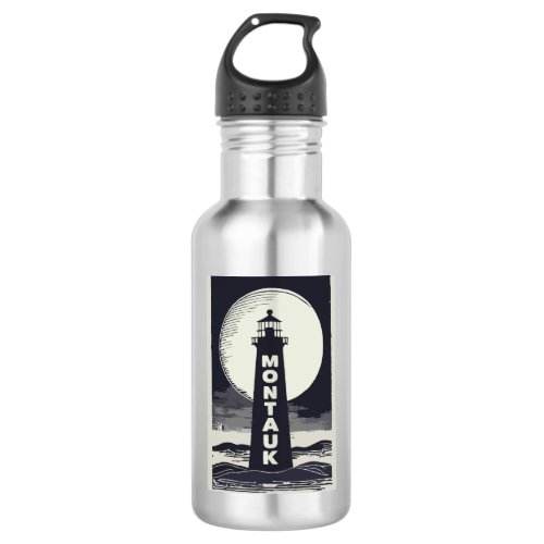 Montauk Point Lighthouse Moon Stainless Steel Water Bottle