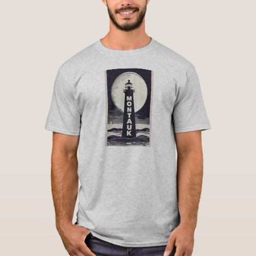 Montauk Point Lighthouse Moon T_Shirt