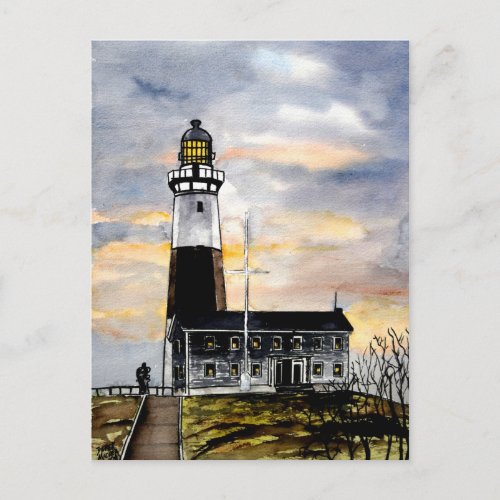 montauk point lighthouse new york post card