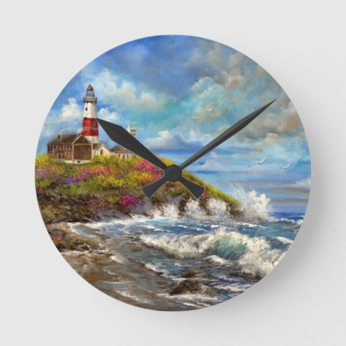 Montauk Point Lighthouse Round Clock