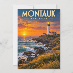 Montauk Point Lighthouse Sunset New York  Invitation