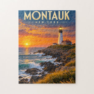 Montauk Point Lighthouse Sunset New York Jigsaw Puzzle