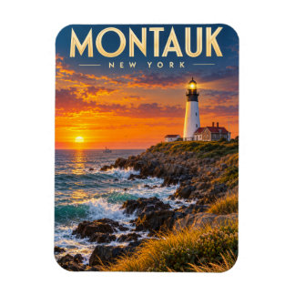 Montauk Point Lighthouse Sunset New York Magnet
