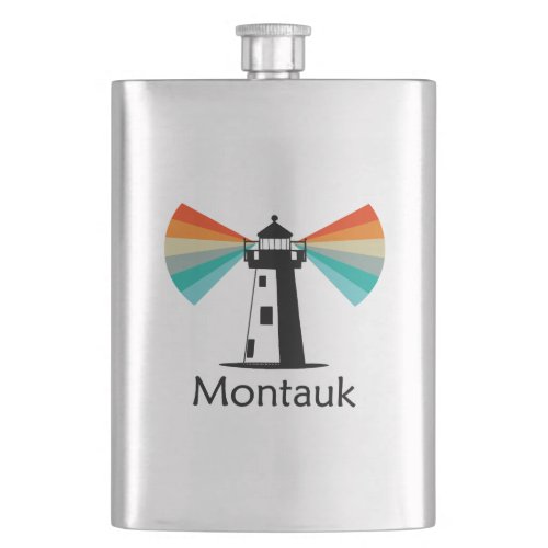 Montauk Point New York Lighthouse Rainbow Flask