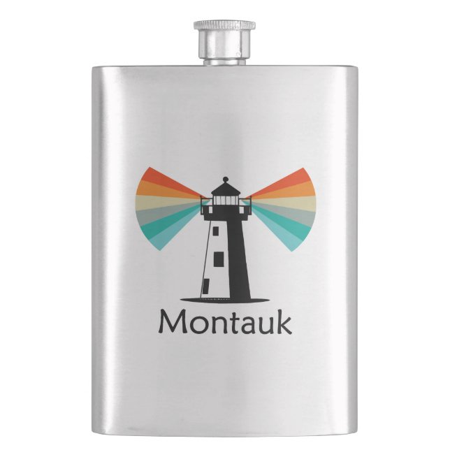Montauk Point New York Lighthouse Rainbow Flask (Front)
