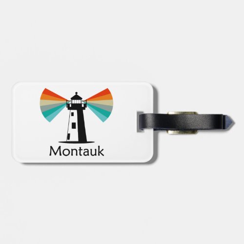 Montauk Point New York Lighthouse Rainbow Luggage Tag