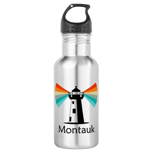 Montauk Point New York Lighthouse Rainbow Stainless Steel Water Bottle