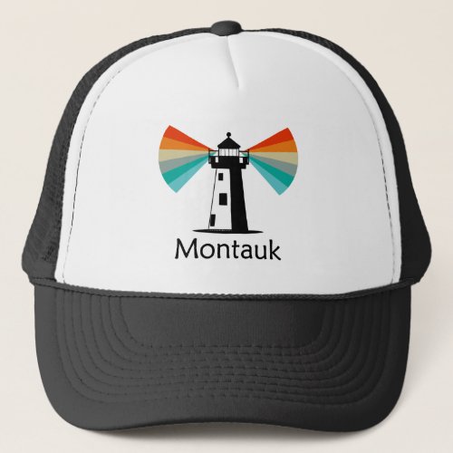 Montauk Point New York Lighthouse Rainbow Trucker Hat