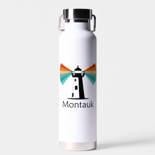 Montauk Point New York Lighthouse Rainbow Water Bottle