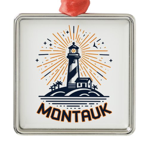 Montauk Point New York Lighthouse Sunrise Metal Ornament