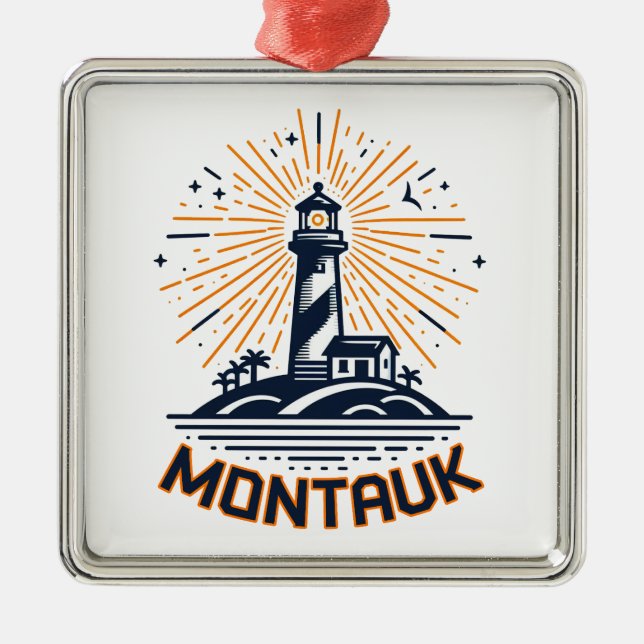 Montauk Point New York Lighthouse Sunrise Metal Ornament (Front)