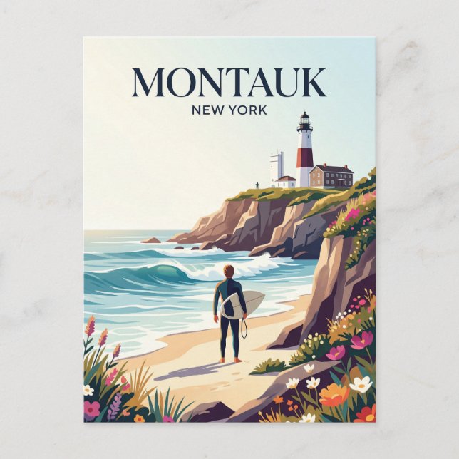 Montauk Point New York Postcard (Front)