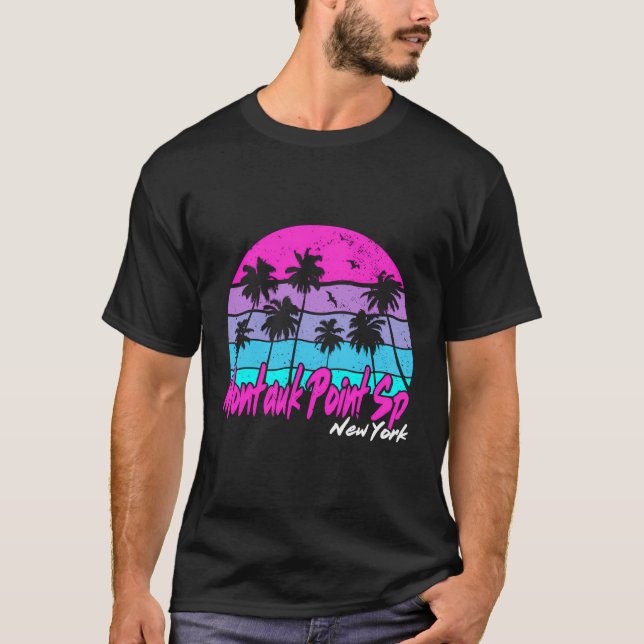 Montauk Point Sp New York Ny Vacation Beach Surf P T-Shirt (Front)