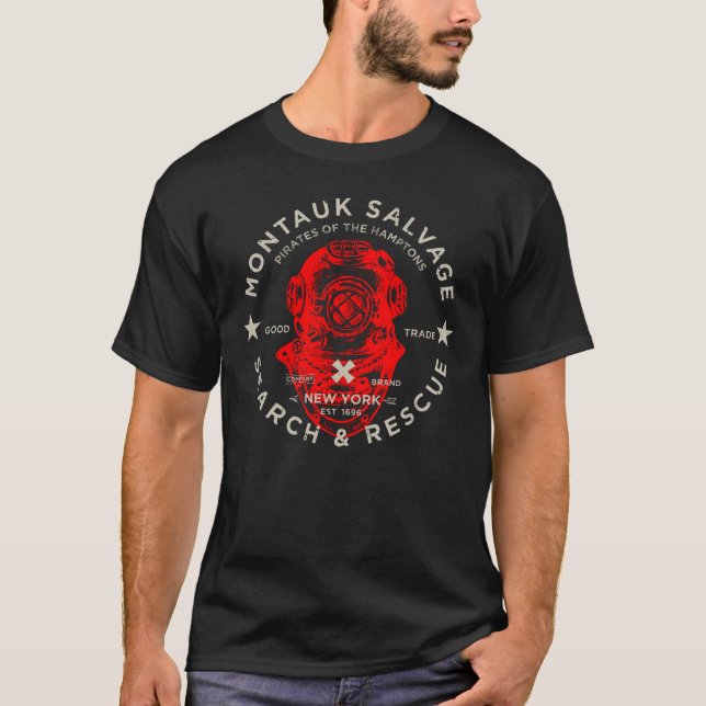 Montauk Salvage Co. Dive Helmet T-Shirt (Front)