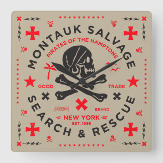 Montauk Salvage Co. Military Style Wall Clack Square Wall Clock