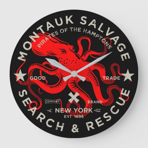 Montauk Salvage Co Octopus Large Wall Clock