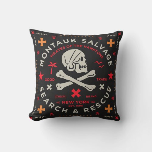 Montauk Salvage Co Pirate Outdoor Pillow