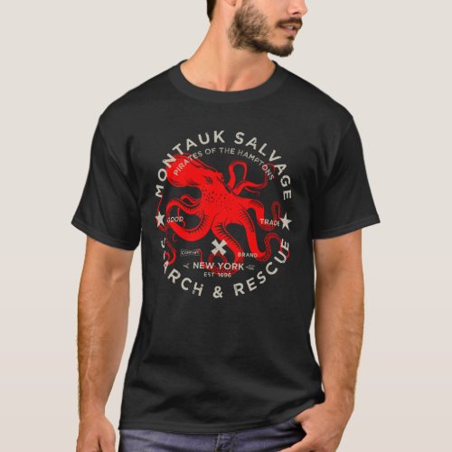 Montauk Salvage Co Red Octopus T_Shirt